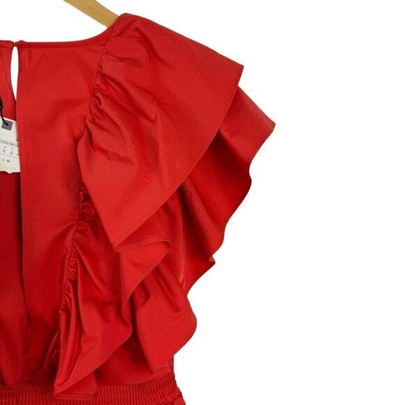NWT Zara Womens Red Ruffle Mini Dress Blogger Favorite Small 1971/154/649 - Picture 10 of 15